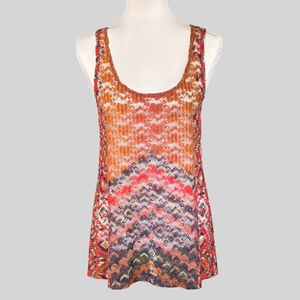 Wrangler Y2K Lace Tank Top Colorful Sheer Large